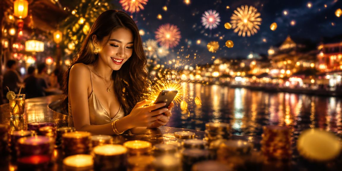 Người dùng chơi casino trên mobile tại chợ đêm Phú Quốc